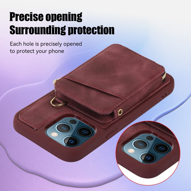 For iPhone 12 Pro Max Zipper Card Bag Back Cover Phone Case