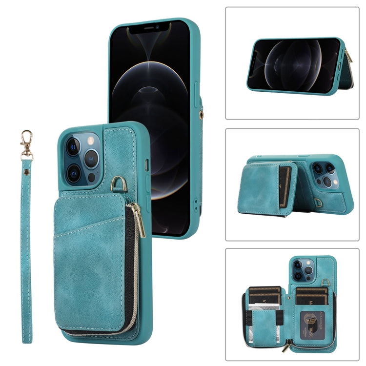 For iPhone 12 Pro Max Zipper Card Bag Back Cover Phone Case