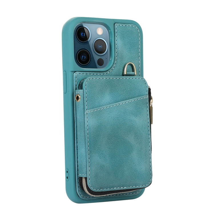 For iPhone 12 Pro Max Zipper Card Bag Back Cover Phone Case