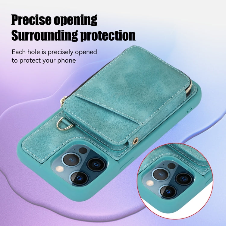 For iPhone 12 Pro Max Zipper Card Bag Back Cover Phone Case