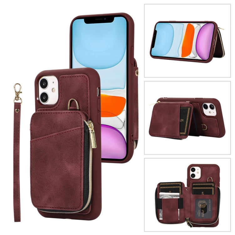 For iPhone 11 Zipper Card Bag Back Cover Phone Case