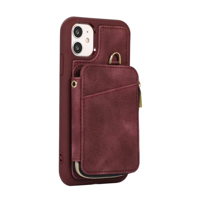 For iPhone 11 Zipper Card Bag Back Cover Phone Case