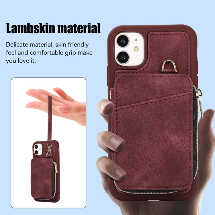 For iPhone 11 Zipper Card Bag Back Cover Phone Case