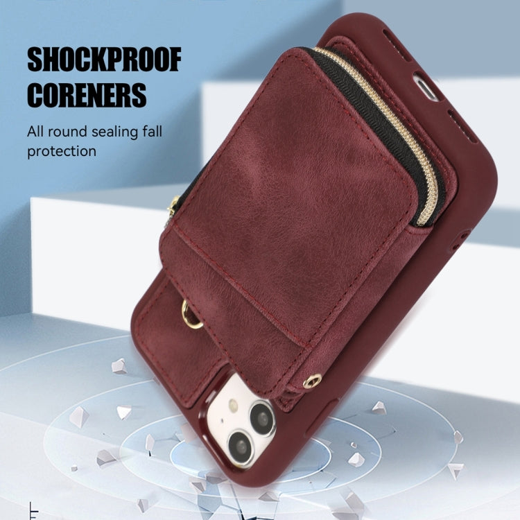 For iPhone 11 Zipper Card Bag Back Cover Phone Case