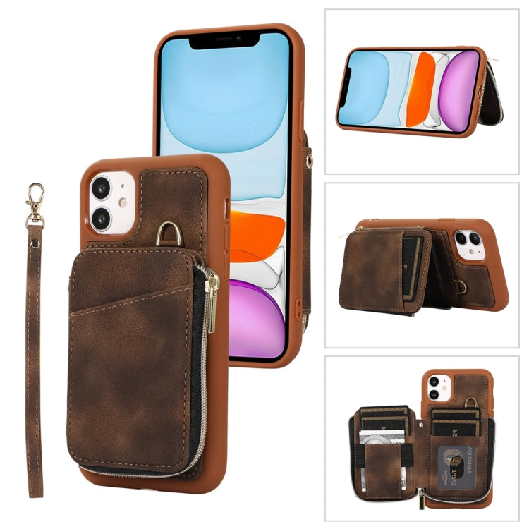 For iPhone 11 Zipper Card Bag Back Cover Phone Case