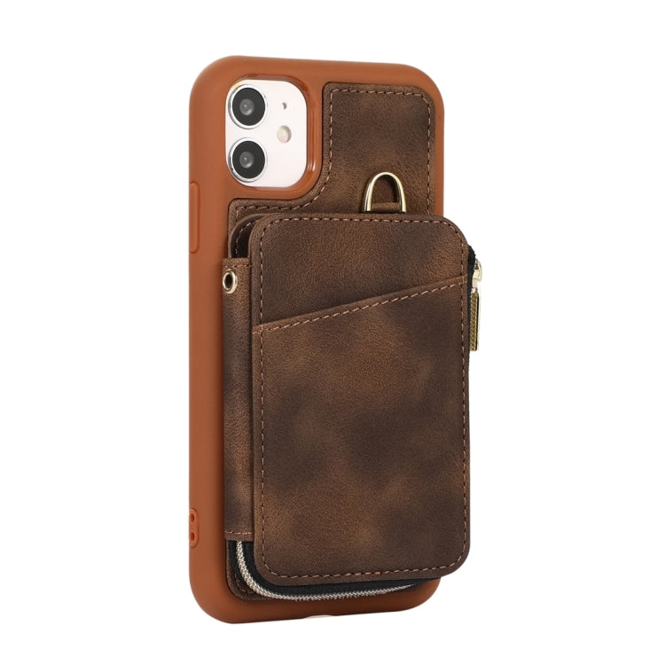 For iPhone 11 Zipper Card Bag Back Cover Phone Case