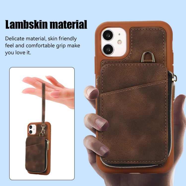 For iPhone 11 Zipper Card Bag Back Cover Phone Case