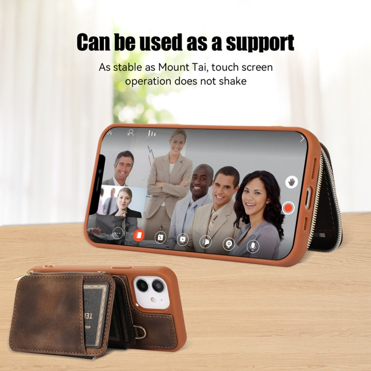 For iPhone 11 Zipper Card Bag Back Cover Phone Case