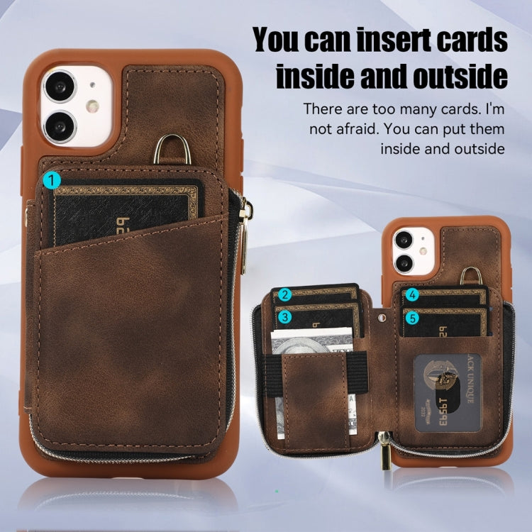 For iPhone 11 Zipper Card Bag Back Cover Phone Case