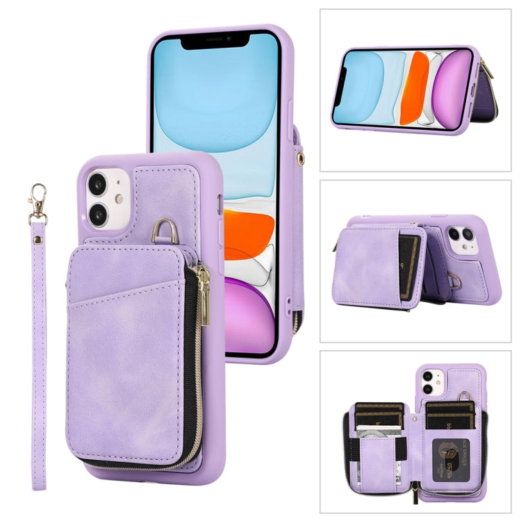 For iPhone 11 Zipper Card Bag Back Cover Phone Case