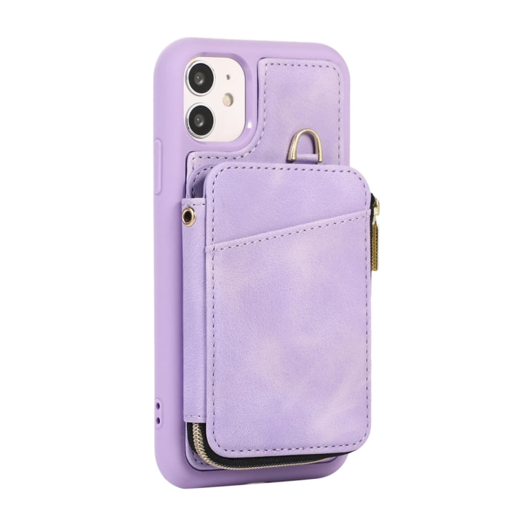 For iPhone 11 Zipper Card Bag Back Cover Phone Case