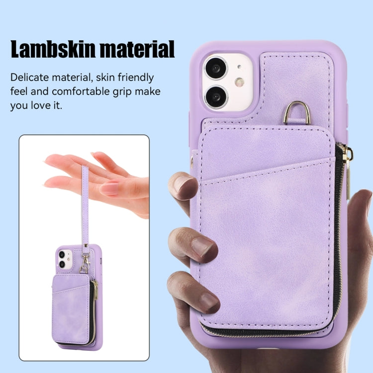 For iPhone 11 Zipper Card Bag Back Cover Phone Case