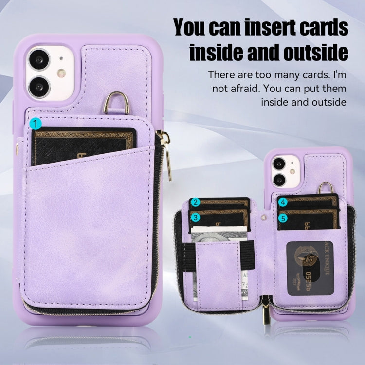 For iPhone 11 Zipper Card Bag Back Cover Phone Case
