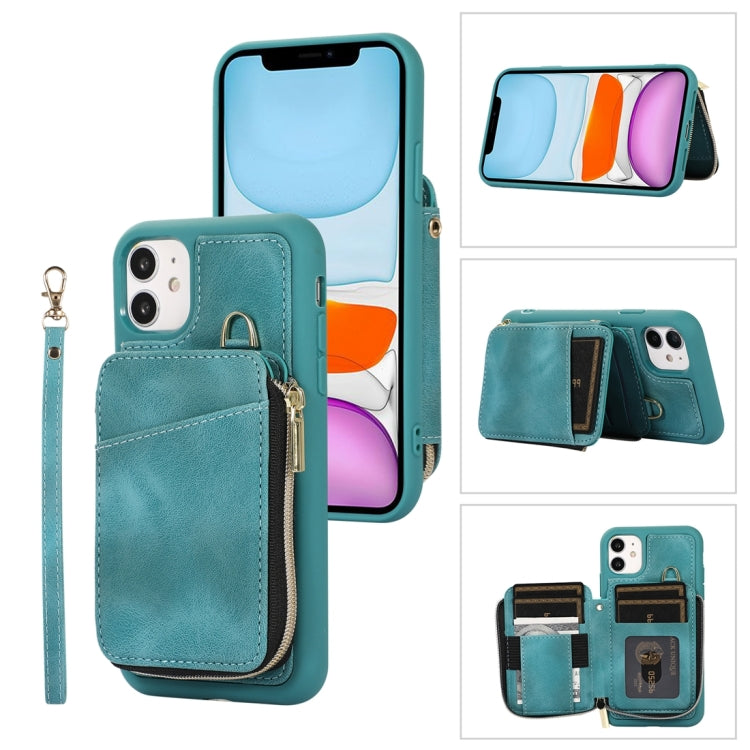 For iPhone 11 Zipper Card Bag Back Cover Phone Case