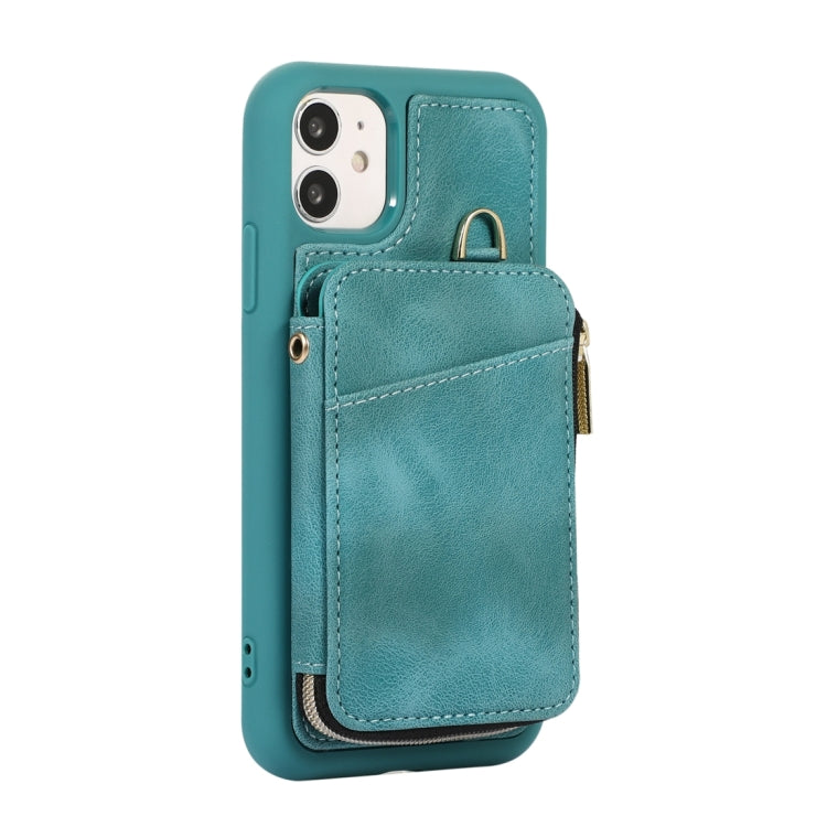 For iPhone 11 Zipper Card Bag Back Cover Phone Case