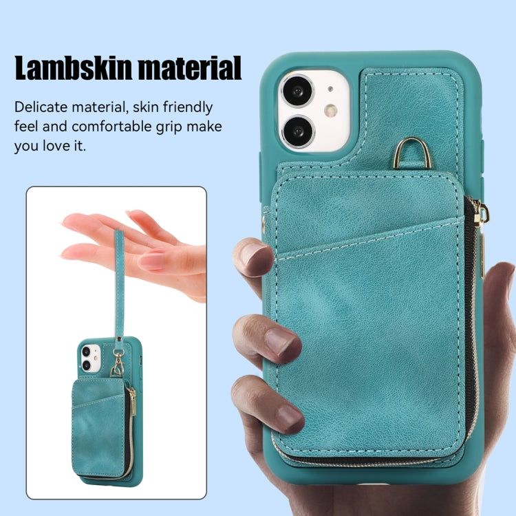 For iPhone 11 Zipper Card Bag Back Cover Phone Case