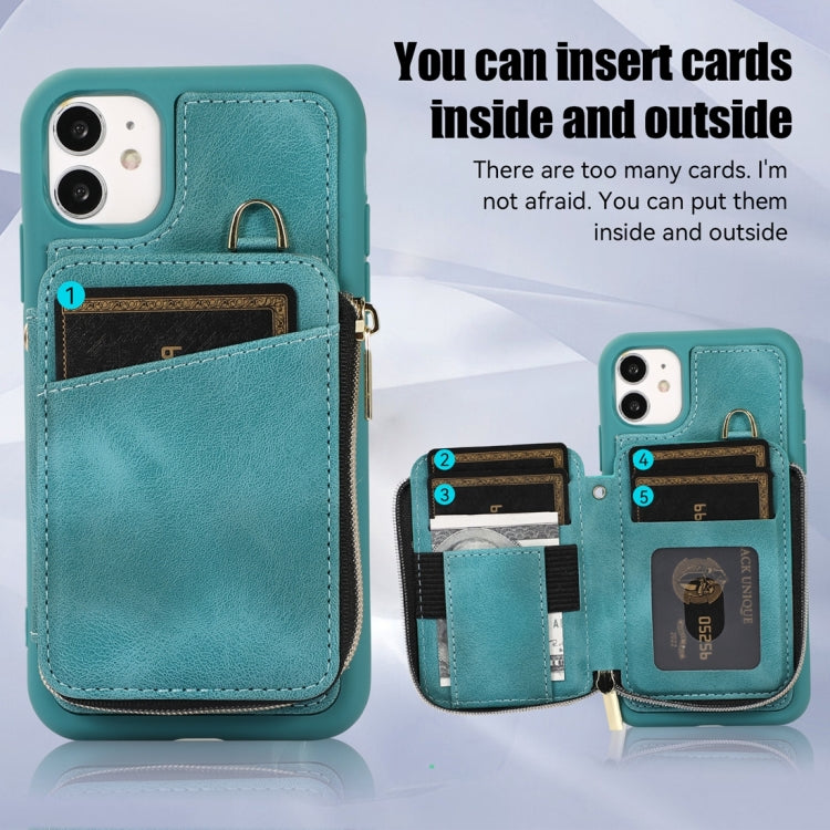 For iPhone 11 Zipper Card Bag Back Cover Phone Case