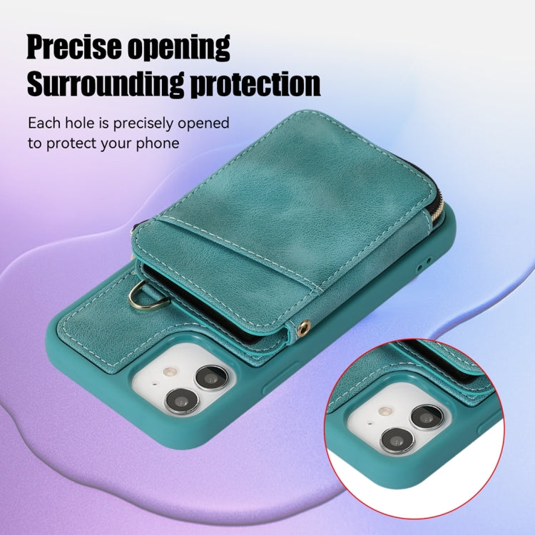 For iPhone 11 Zipper Card Bag Back Cover Phone Case
