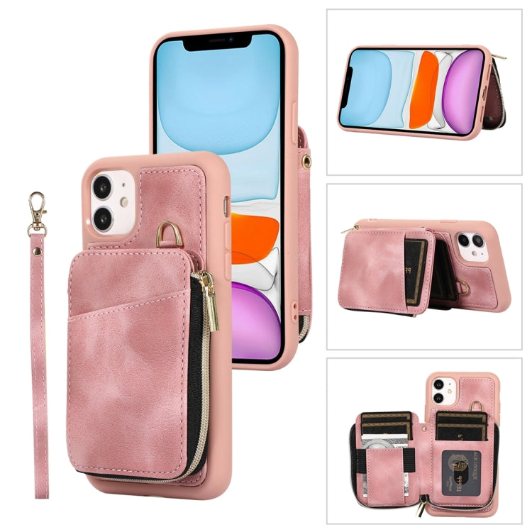 For iPhone 11 Zipper Card Bag Back Cover Phone Case
