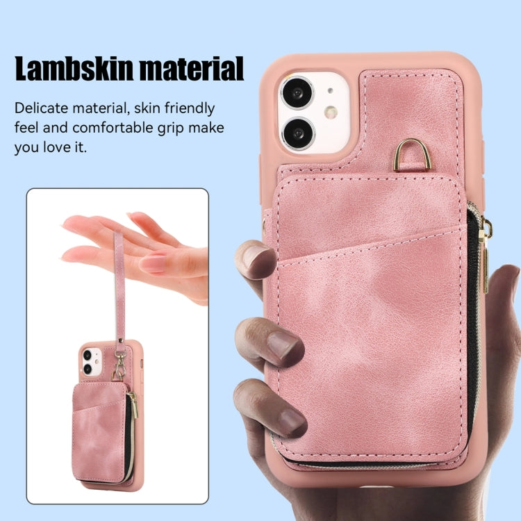For iPhone 11 Zipper Card Bag Back Cover Phone Case