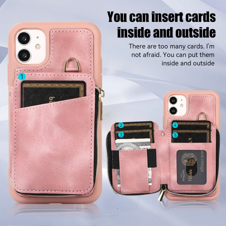 For iPhone 11 Zipper Card Bag Back Cover Phone Case