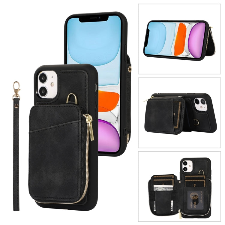 For iPhone 11 Zipper Card Bag Back Cover Phone Case