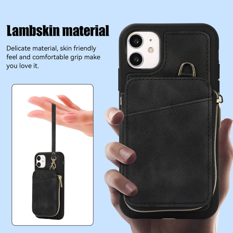 For iPhone 11 Zipper Card Bag Back Cover Phone Case