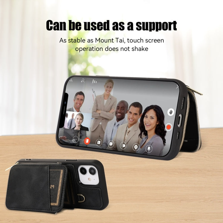 For iPhone 11 Zipper Card Bag Back Cover Phone Case
