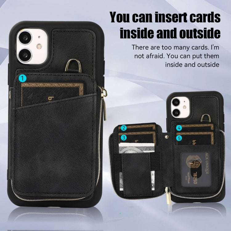 For iPhone 11 Zipper Card Bag Back Cover Phone Case