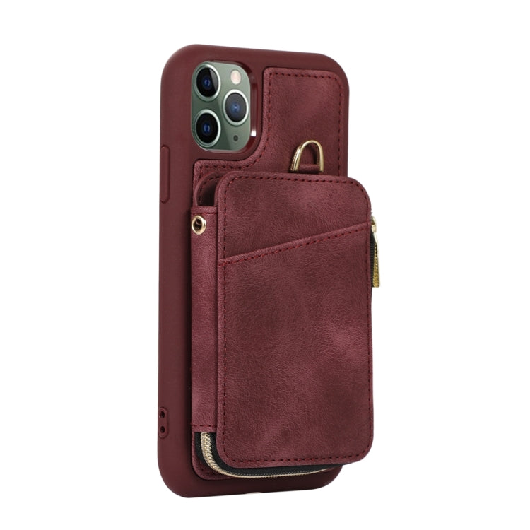 For iPhone 11 Pro Zipper Card Bag Back Cover Phone Case