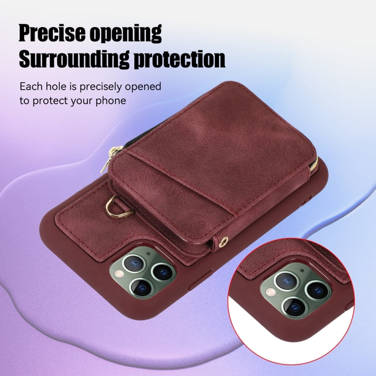 For iPhone 11 Pro Zipper Card Bag Back Cover Phone Case