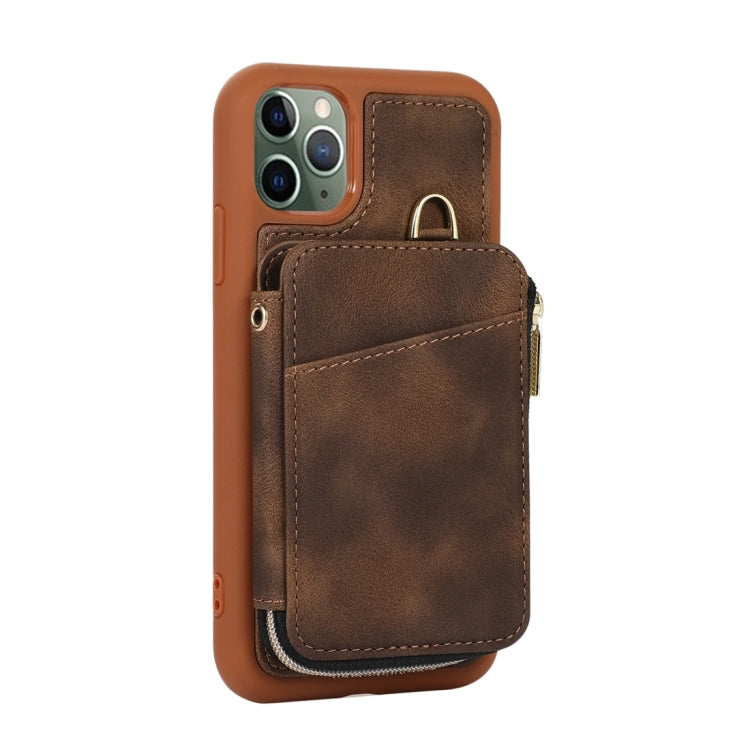 For iPhone 11 Pro Zipper Card Bag Back Cover Phone Case