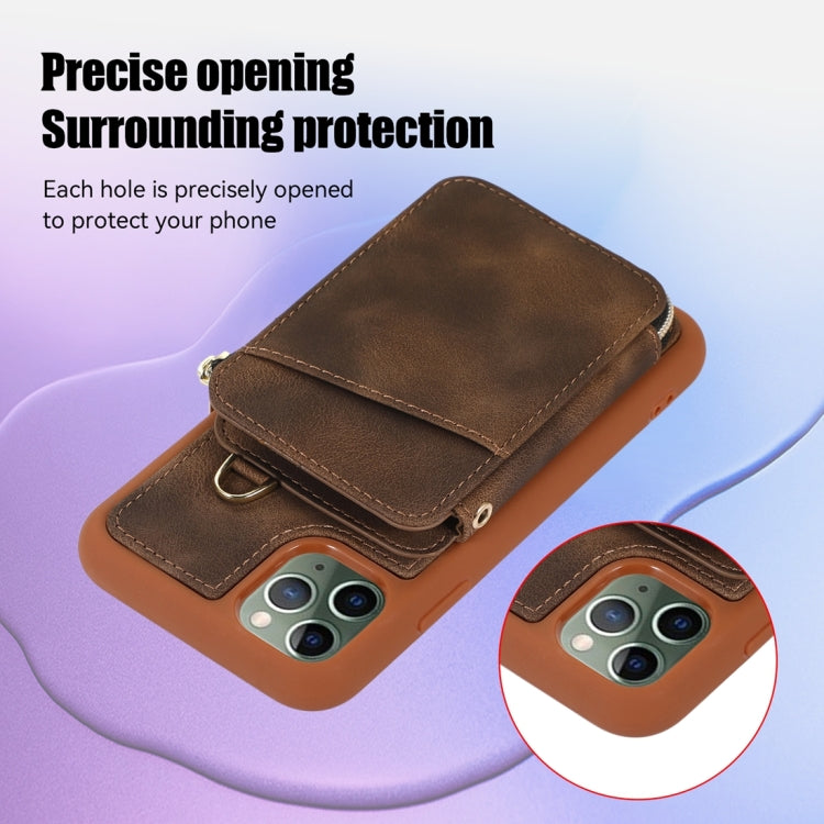 For iPhone 11 Pro Zipper Card Bag Back Cover Phone Case