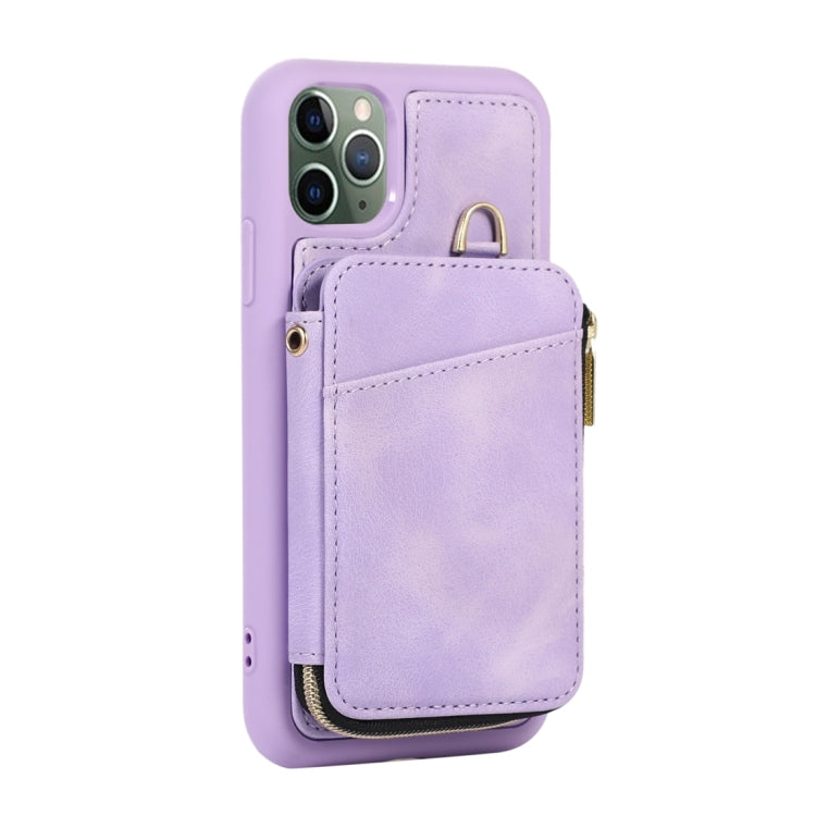 For iPhone 11 Pro Zipper Card Bag Back Cover Phone Case