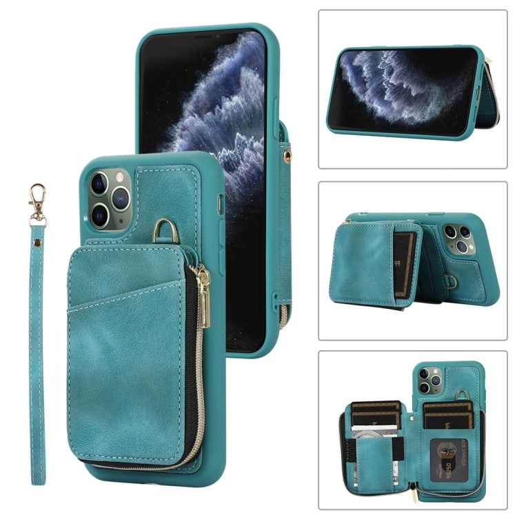 For iPhone 11 Pro Zipper Card Bag Back Cover Phone Case