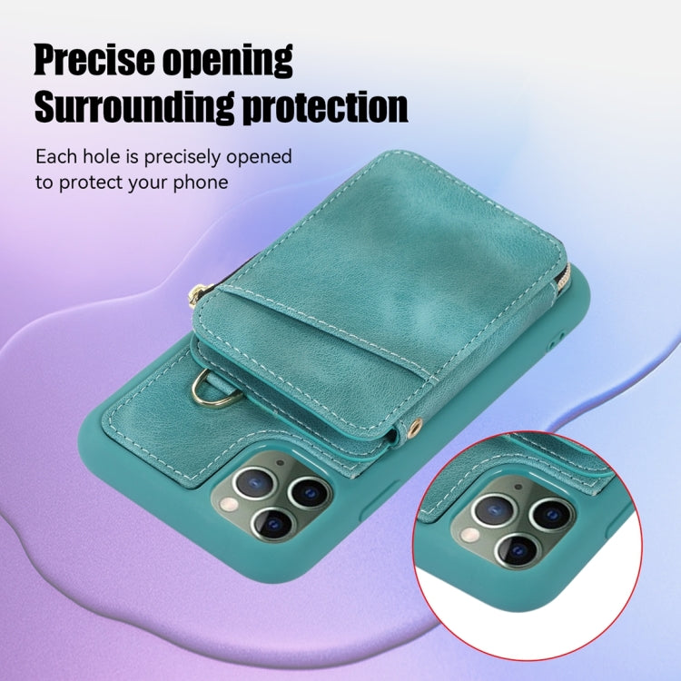 For iPhone 11 Pro Zipper Card Bag Back Cover Phone Case