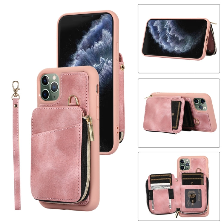 For iPhone 11 Pro Zipper Card Bag Back Cover Phone Case