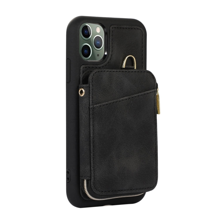 For iPhone 11 Pro Zipper Card Bag Back Cover Phone Case