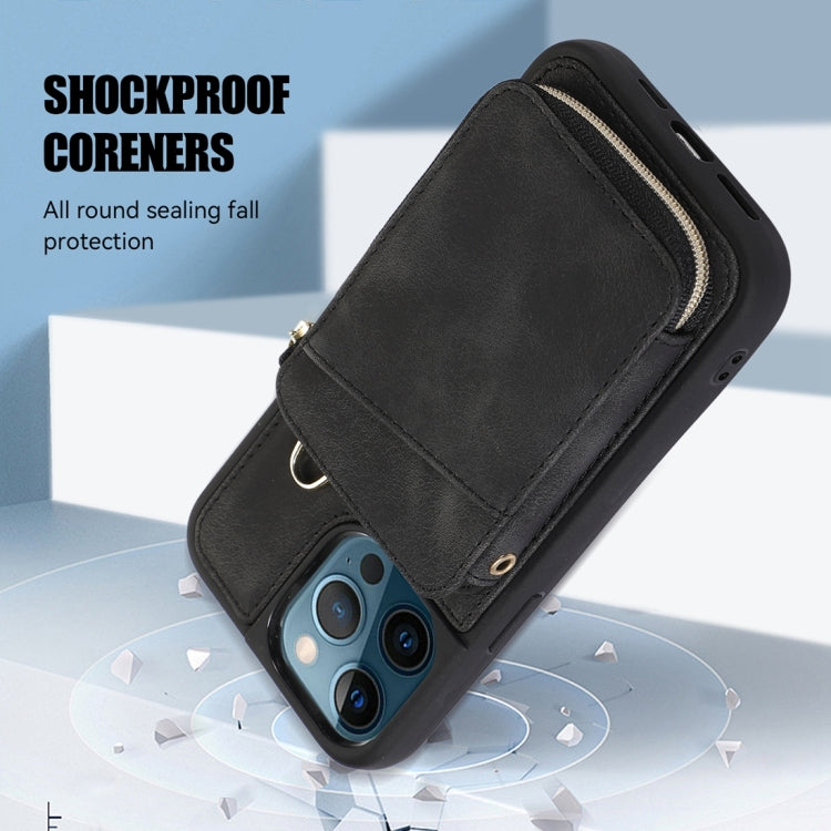 For iPhone 11 Pro Zipper Card Bag Back Cover Phone Case