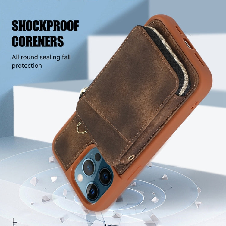 For iPhone 11 Pro Max Zipper Card Bag Back Cover Phone Case