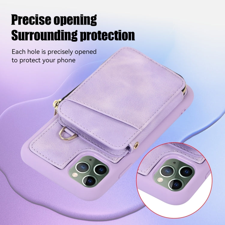 For iPhone 11 Pro Max Zipper Card Bag Back Cover Phone Case