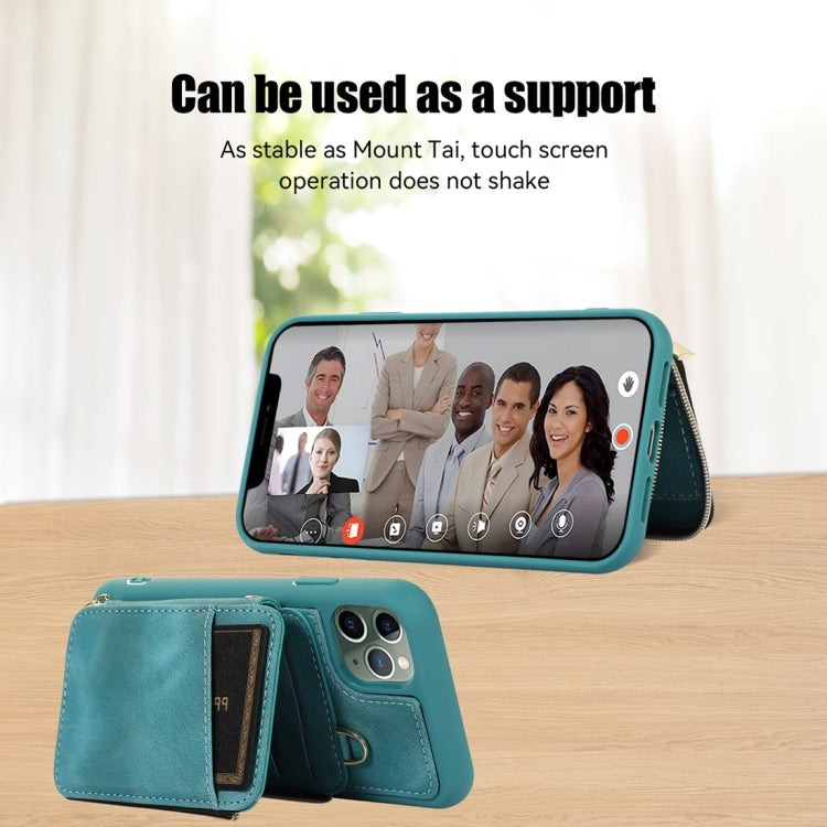 For iPhone 11 Pro Max Zipper Card Bag Back Cover Phone Case