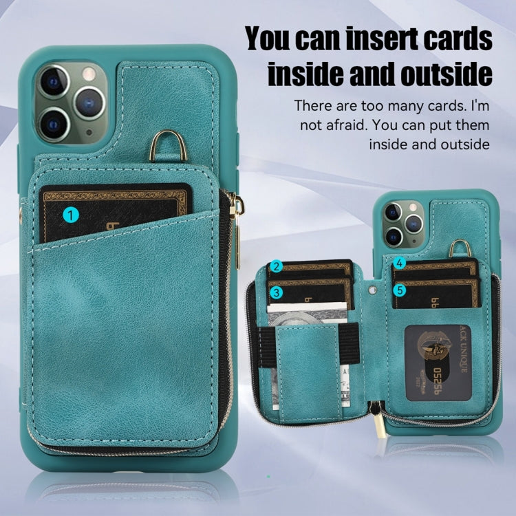 For iPhone 11 Pro Max Zipper Card Bag Back Cover Phone Case