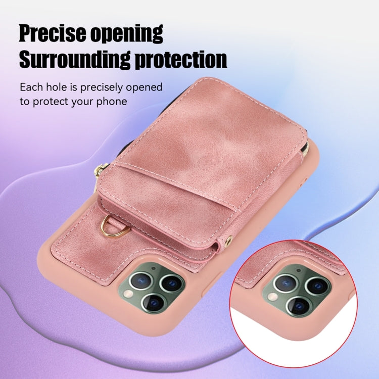 For iPhone 11 Pro Max Zipper Card Bag Back Cover Phone Case