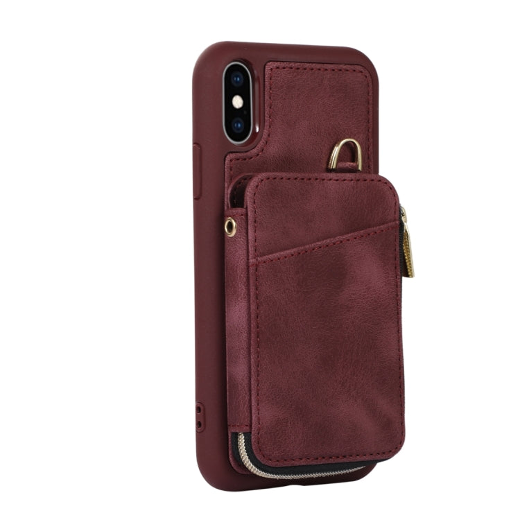 For iPhone X / XS Zipper Card Bag Back Cover Phone Case