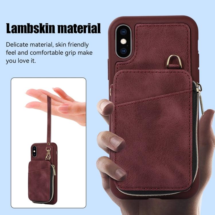 For iPhone X / XS Zipper Card Bag Back Cover Phone Case