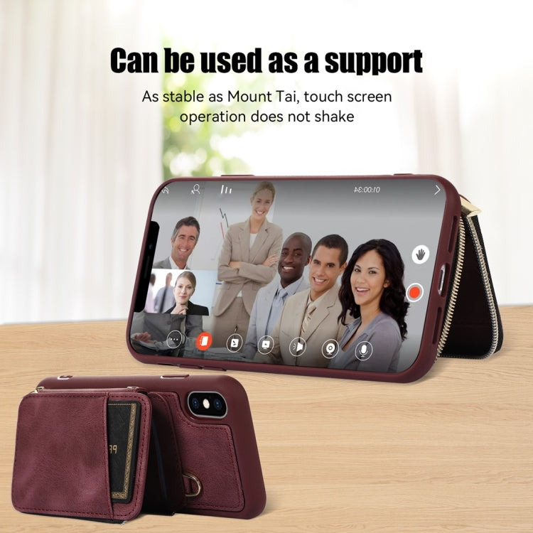 For iPhone X / XS Zipper Card Bag Back Cover Phone Case