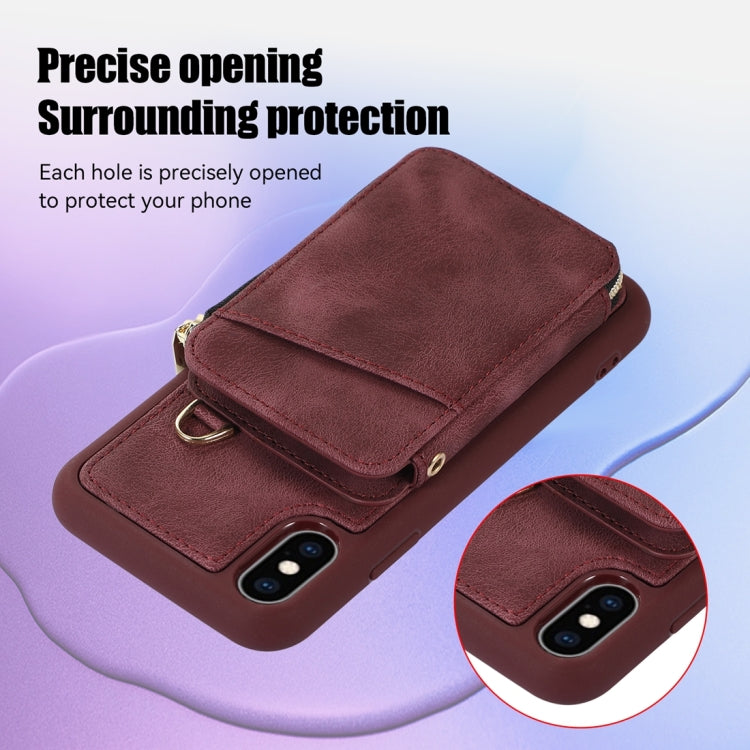 For iPhone X / XS Zipper Card Bag Back Cover Phone Case