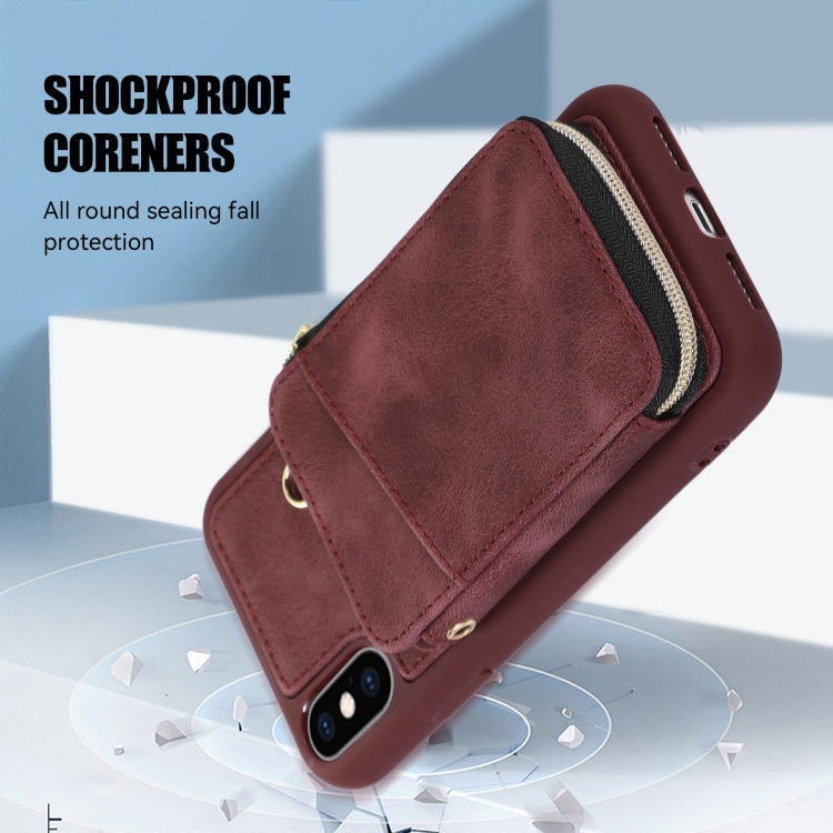 For iPhone X / XS Zipper Card Bag Back Cover Phone Case