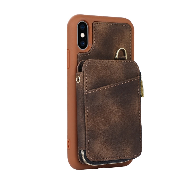 For iPhone X / XS Zipper Card Bag Back Cover Phone Case